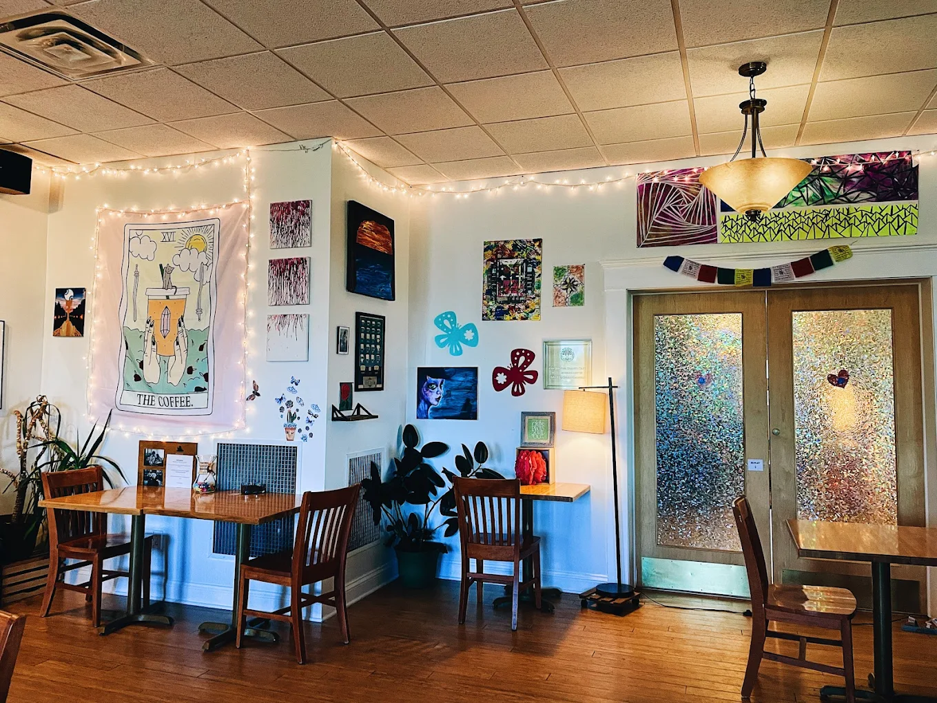 Calm café interior with natural light